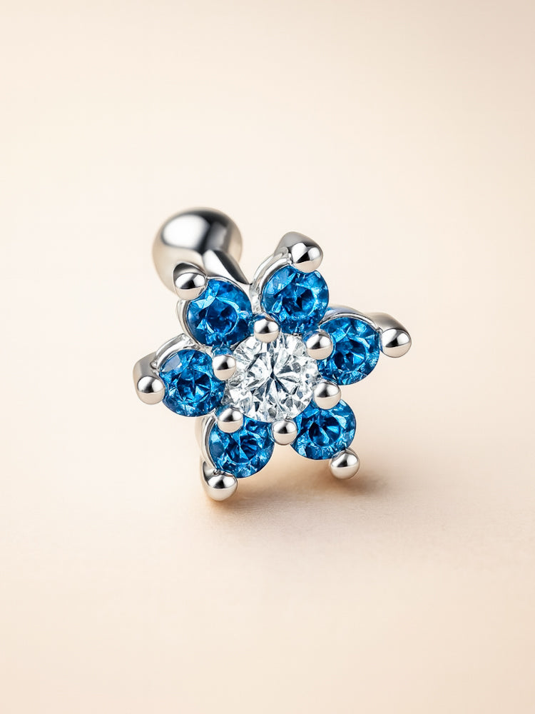 Piercing Blossom Blue Silver