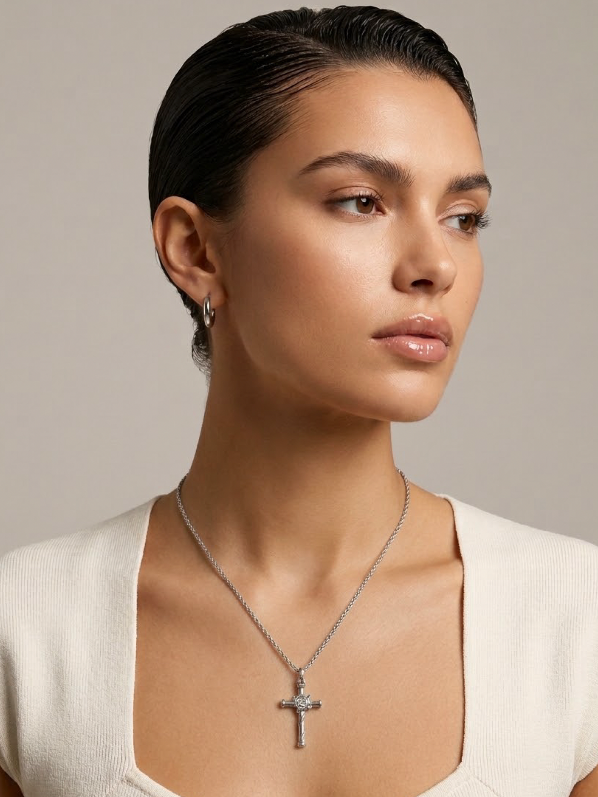 Collar Rosse Cross Silver